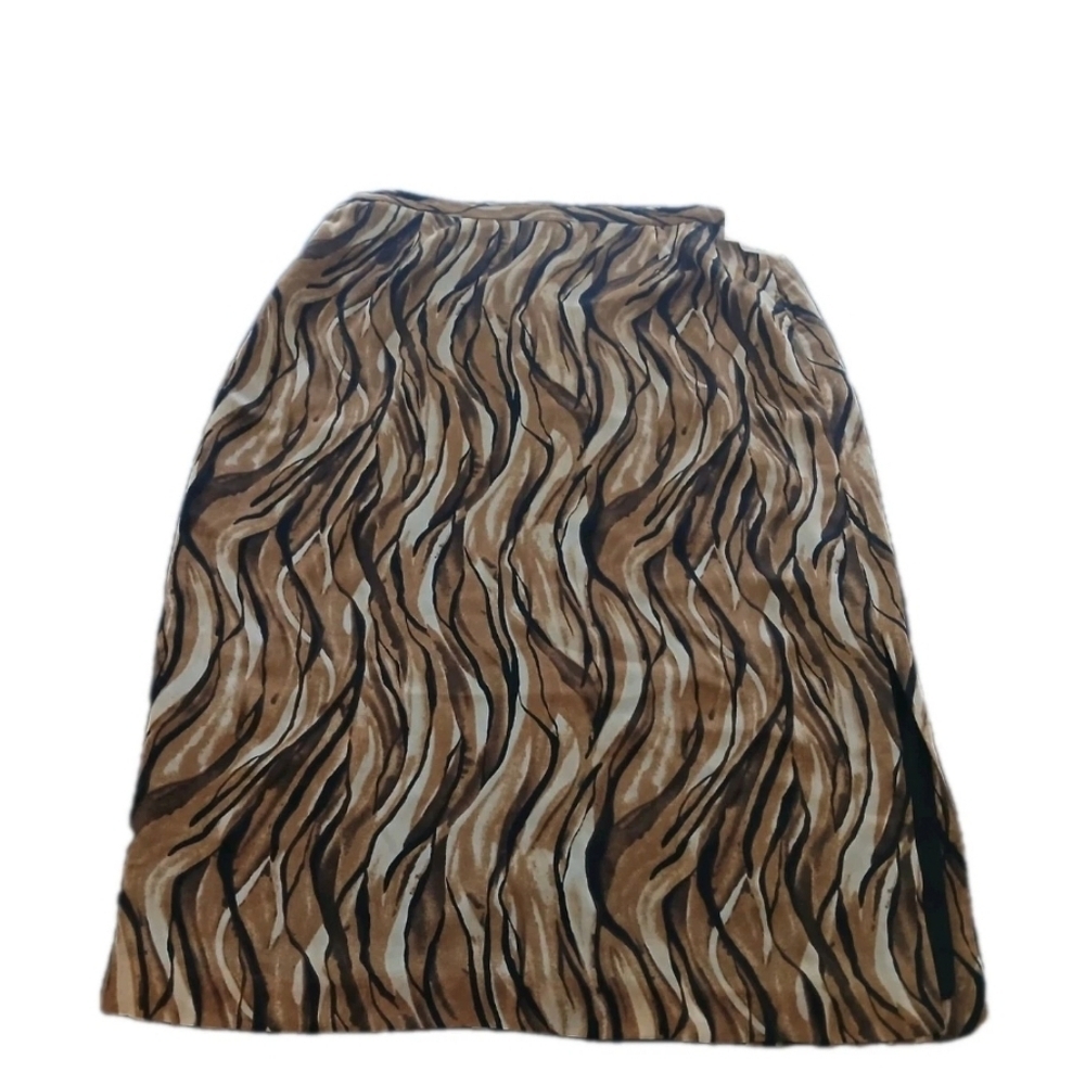 Liz Claiborne Abstract Flowy Brown & Black Plus Size Women's Skirt 20P Brand New